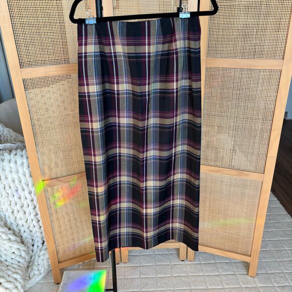 Charter Club Tartan Maxi Wool Skirt purple preppy academia size 10 NEW - Picture 4 of 5
